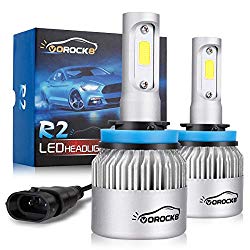VoRock8 R2 COB H11 H8 H9 H16 8000 Lumens Led Headlight Conversion Kit, Low Beam Headlamp, Fog Driving Light, Halogen Head Light Replacement, 6500K Xenon White, 1 Pair