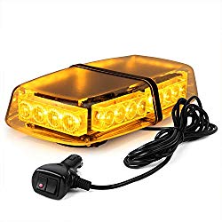 WoneNice 24 LED 24 Watts Emergency Hazard Warning LED Mini Bar Strobe Light w/Magnetic Base and16 ft Straight Cord with 2 Switch Cigarette Plug for Snow Plow Police Trucks Vehicles