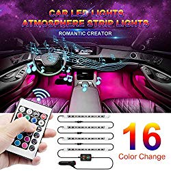 Wsiiroon Car Led Lights, 16 Colors Remote Control