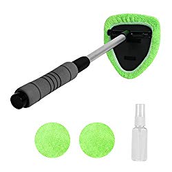 XINDELL Windshield Cleaner Window Windshield Cleaning Tool with Extendable Handle and Washable Reusable Microfiber Cloth Auto Interior Exterior Glass Wiper Car Glass Cleaner Kit (Extendable)