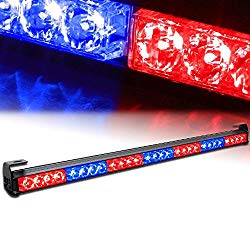 Xprite 31.5″ Inch 28 LED Strobe Emergency Traffic Advisor Warning Light Bar w/ 13 Flashing Patterns for Firefighter Vehicles Trucks Cars – Red & Blue