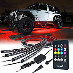 Xprite Car Underglow Underbody System Neon Strip Lights Kit w/ Sound Active Function and Wireless Remote Control 5050 SMD LED Light Strips