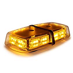 Xprite Yellow Amber 36 LED 18W Mini Bar Strobe Beacon Lights with Magnetic Base, for Law Enforcement Emergency Hazard Warning Trucks