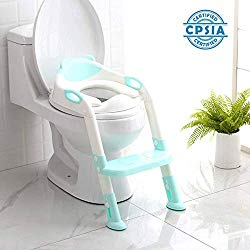 711TEK Potty Training Seat Toddler Toilet Seat with Step Stool Ladder,Potty Training Toilet for Kids Boys Girls Toddlers-Comfortable Safe Potty Seat Potty Chair with Anti-Slip Pads Ladder (Blue)