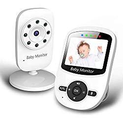 Baby Monitor, Video Baby Monitor with Digital Color Camera, Wireless View Video, Two-Way Talk, Lullabies, Infrared Night Vision, Temperature Monitoring, Feeding Alarm