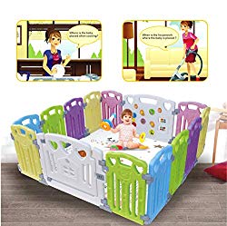 Baby Playpen Kids Activity Centre Safety Play Yard Home Indoor Outdoor New Pen (multicolour, Classic set 14 panel)