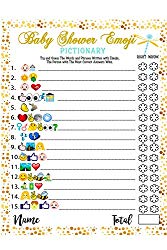 Baby Shower Games – 40 Cards Emoji Pictionary, Fun Guessing Game Girls Boys Babies Gender Neutral Ideas Shower Party, Prizes for Game Winners, Favorite Adults Games for Baby Shower Favors Activities