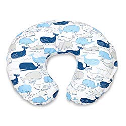 Boppy Original Nursing Pillow and Positioner, Big Whales Blue and Gray, Cotton Blend Fabric with allover fashion