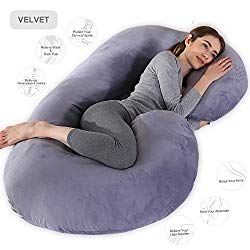 Chilling Home Pregnancy Pillow, 55 inches Full Body Pillow Maternity Pillow for Pregnant Women, Comfort C Shaped Zootzi Pillow with Removable Washable Velvet Cover(Grey, 55 x 28 inches)