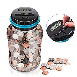 Digital Coin Bank,Amago Piggy Bank,Big Piggy Bank Digital Counting Coin Bank for Kids Adults Boys Girls as Gift on Christmas,Birthday,New Year’s day,Powered by 2AAA Battery (Not Included)