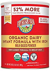 Earth’s Best Organic Dairy Infant Powder Formula with Iron, Omega-3 DHA and Omega-6 ARA, 35 Ounce