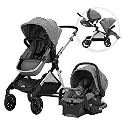 Evenflo Pivot Xpand Modular Travel System, Baby Stroller, Up to 22 Configurations, Extra-Large Storage, Single-to-Double Stroller, Durable Construction, Compact Folding Design, Percheron Gray