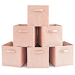 EZOWare Set of 6 Basket Bins Collapsible Storage Organizer Boxes Cube for Nursery Home – Pale Dogwood