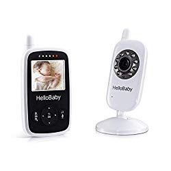 HelloBaby Video Baby Monitor with Camera – Infrared Night Vision, Two-Way Talk Back, Screen, Temperature Detection, Lullabies,Long Range, Private Data Protection and High Capacity Battery