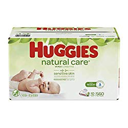 HUGGIES Natural Care Baby Wipes, 10 Packs, 560 Total Wipes