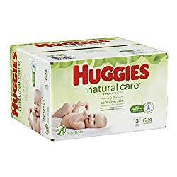 HUGGIES Natural Care Baby Wipes, 3 Packs, 624 Total Wipes