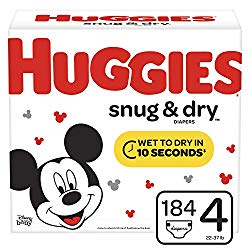 Huggies Snug & Dry Baby Diapers, Size 4, 184 Ct, One Month Supply