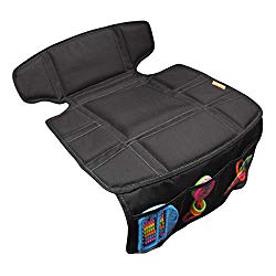 INFANZIA Car Seat Protector Thick Padding Protection for Child Cars Seats, Dog Mat, Auto Seat Cover with Extra Storage Pocket Protect Leather Seats and Fabric Upholstery