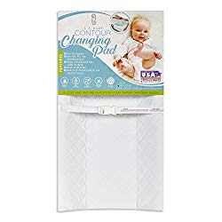 LA Baby Waterproof Contour Changing Pad, 32″ – Made in USA. Easy to Clean w/Non-Skid Bottom, Safety Strap, Fits All Standard Changing Tables/Dresser Tops for Best Infant Diaper Change