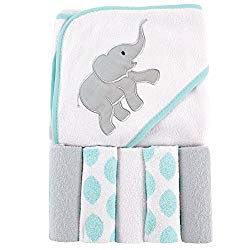 Luvable Friends Hooded Towel and 5 Washcloths, Ikat Elephant