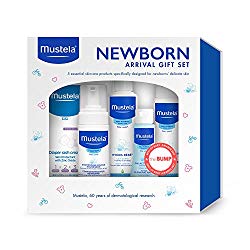 Mustela Newborn Arrival Gift Set, Baby Bath Time and Skin Care Essentials, 5 Items