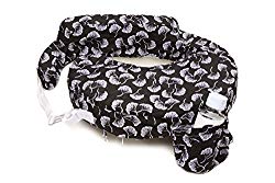 My Brest Friend 100% Cotton Nursing Pillow Original Slipcover – Machine Washable Breastfeeding Cushion Cover – Pillow not Included, Flowing Fans (Black & White)