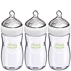 NUK Simply Natural Baby Bottle, Clear,  9 Ounce (Pack of 3)