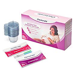 Ovulation Predictor Kit & Pregnancy Test Kit by Checkurate – Accurate Result Set Of 50 Ovulation Tests, 20 Pregnancy Sticks + 70 Urine Caps – 3mm Sensitive Strips For Extra Accuracy-Women Home Testing