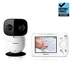 Panasonic Video Baby Monitor with Remote Pan/Tilt/Zoom, Extra Long Audio/Video Range, 2 Way Talk & Lullaby or Noises – 1 Camera KX-HN4101W (White) Updated 2019 Version