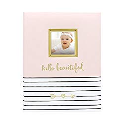Pearhead Hello Beautiful First 5 Years Baby Memory Book with Photo Insert, Baby Shower Gift Pink