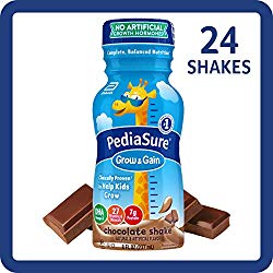 PediaSure Grow & Gain Kids’ Nutritional Shake, with Protein, DHA, and Vitamins & Minerals, Chocolate, 8 fl oz, 24-Count
