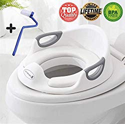 Potty Training Seat for Boys Girls Kids Toddlers Toilet Training Seat Potty Seat for Baby with Detachable Soft Cushion Sturdy Handle and Backrest Toddlers Toilet Training Seat Anti-Slip Rubber Grip