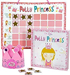Princess Potty Training Gift Set with Book, Potty Chart, Star Magnets, and Reward Crown for Toddler Girls. Comes in Castle Gift Box.
