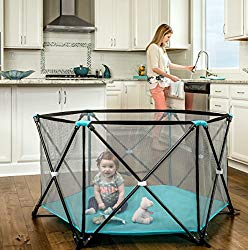 Regalo My Play Portable Play Yard Indoor and Outdoor, Bonus Kit, Includes Carry Case, Washable, Aqua, 6-Panel