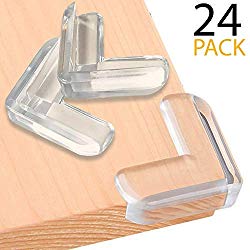 SurBaby | 24 Pack L-Shaped | Clear Corner Protector| High Resistant Adhesive| Baby Proofing| Sharp Table Corner Protector| Baby Safety | Impact Absorbent Furniture Corner Guards |Prevent Injuries