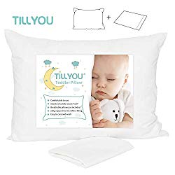 Toddler Pillow with Pillowcase – 100% Egyptian Cotton Baby Pillow for Sleeping – Machine Washable Kids Pillow for Preschool – Small Pillow for Toddler Nap Cot, Airplane Travel, Bed, Crib 13X18 White