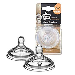 Tommee Tippee Closer to Nature Baby Bottle Feeding Nipple Replacement, Fast Flow, 6+ Months, Level 3 – 2 Count