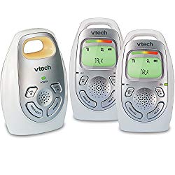 VTech DM223-2 Audio Baby Monitor with Two Parent Units, Up to 1, 000 ft of Range, Vibrating Sound-Alert, Talk-Back Intercom, Digitized Transmission & Belt Clip