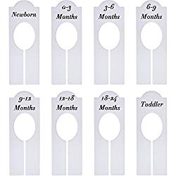 WILLBOND Closet Dividers Baby Nursery Clothing Rack Size Dividers Boy Girl Closet Organizer Dividers with Sizes Newborn to 18-24 Months (8 Pieces)