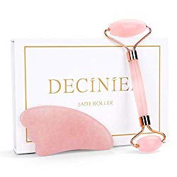 Deciniee Jade Roller and Gua Sha Tools Set – Anti Aging Rose Quartz Roller Massager – 100% Real Natural Jade Roller for Face, Eye, Neck – Beauty Jade Facial Roller for Slimming & Firming