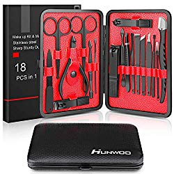 Hunwoo Professional Manicure Set, Nail Clippers Set 18 in 1 Grooming Kit Stainless Steel Nail Scissors Nail Cutter Pedicure Set Great Gift for Men & Women