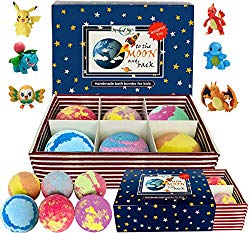 Kids Bath Bombs with Toys Inside – All Natural w/Shea Butter and Essential Oils. Gentle and Kid Safe, Gender Neutral, Bubble Bath Fizzies with Surprise Inside. Birthday Gift Set for Girls and Boys