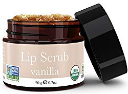 Organic Lip Scrub – Vanilla Sugar Scrub, Lip Scrubs Exfoliator & Moisturizer, Lip Exfoliator, Lip Care Exfoliating Scrub and Lip Moisturizer for Chapped Lips Treatment, Lip Repair for Lush Soft Lips