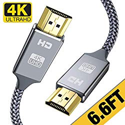 4K HDMI Cable 6.6 ft,Capshi High Speed 18Gbps HDMI 2.0 Cable,4K, 3D, 2160P, 1080P, Ethernet – 28AWG Braided HDMI Cord – Audio Return(ARC) Compatible UHD TV, Blu-ray, X-Box, PS4, PS3, PC