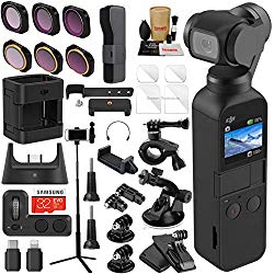 DJI OSMO Pocket 3 Axis Gimbal Camera Bundle with OSMO Pocket Expansion Kit, ND & Rotating Polarizer Filter Set, Extension Rod/Selfie Stick, Tripod & Must Have Accessories (14 Items)