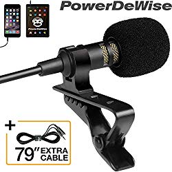 Professional Grade Lavalier Lapel Microphone Omnidirectional Mic with Easy Clip On System  Perfect for Recording Youtube / Interview / Video Conference / Podcast / Voice Dictation / iPhone/ASMR