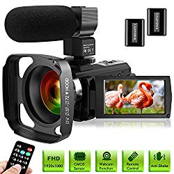 Ultra HD Video Camera Camcorder with Microphone 1080P 30FPS 24MP Vlogging Digital Camera with Lens Hood 3.0 Inch Screen 16X Digital Zoom Camcorder Recorder YouTube Webcam Camera for Live Streaming