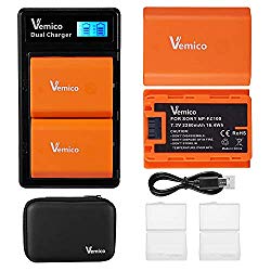 Vemico NP-FZ100 Battery Charger Kit Z-Series Rechargeable Battery for Alpha A7III/A7R III/A9/Alpha 9/A7R3 Digital Cameras Dual Type-C Battery Charger 2 X 2280mAh Replacement NP-FZ100 Batteries