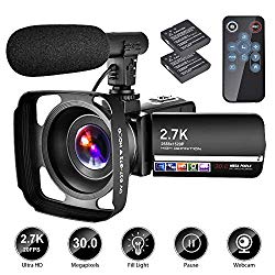 Video Camera Camcorder with Microphone YouTube Camera Recorder 2.7K Ultra HD 20FPS 30.0MP 18X Digital Zoom 3.0″ LCD Touch Screen Vlogging Camera