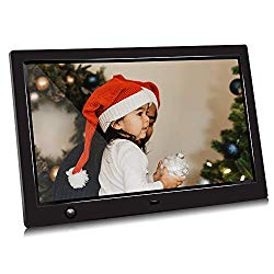 10 inch IPS Screen Digital Photo Frame, Digital Picture Frame with Motion Sensor, Timing Power On/Off, Support 1080P HD Video Player, Background Music, MP3, Calendar, USB Drive, SD Card [Jimwey]